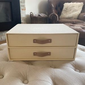 Off white textured. two-draw desk file.